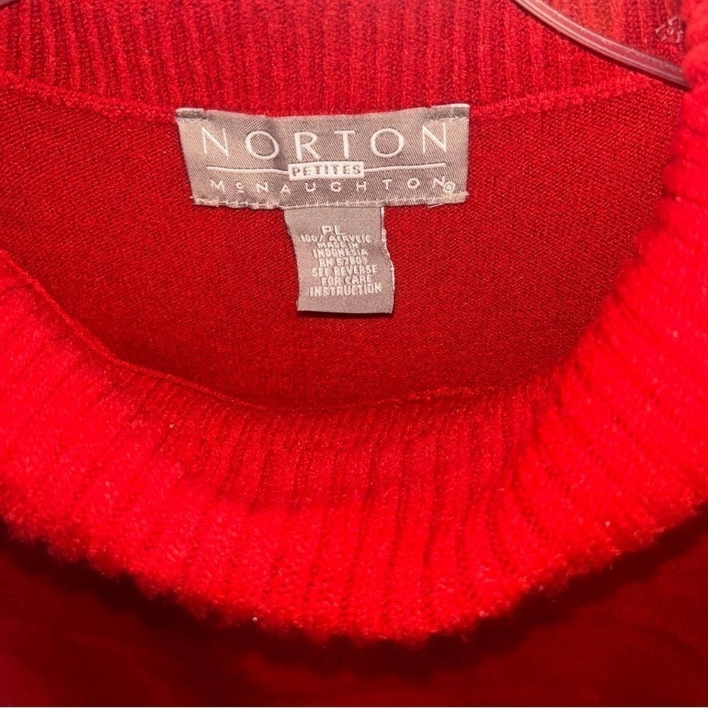Womens Petite Large Knit Sweater Red Pullover Long Sleeve Top Norton McNaughton - Picture 3 of 9